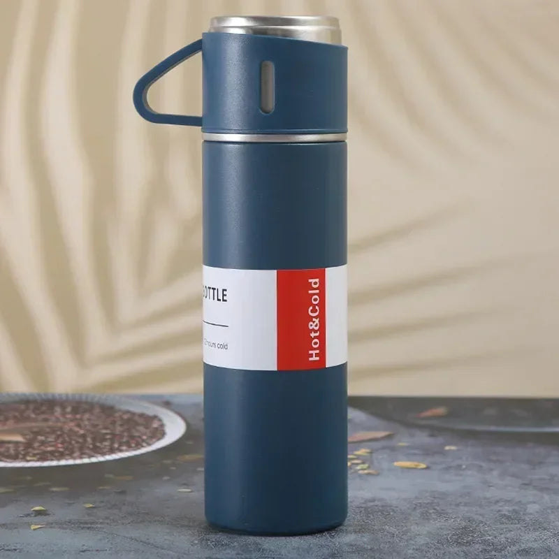 500ML Stainless Steel Vacuum Flask Office Business Style Gift Set Thermos Bottle Outdoor Hot Water Thermal Insulation Couple Cup