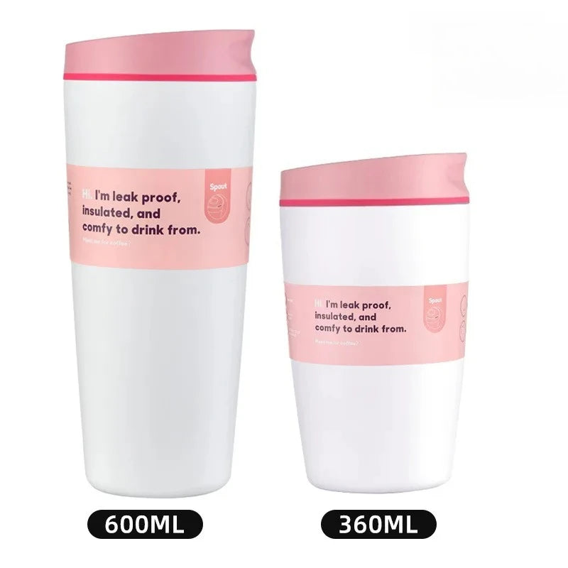Insulated Coffee Tumbler 360ML 600ML Leakproof Travel Mug with Lid Stainless Steel Cup for Car Office Hot Cold Drinks Women Gift