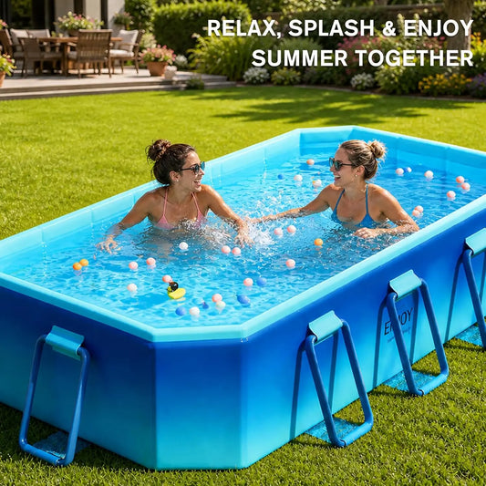 Large Foldable Pool for Adults, Non-inflatable, Oversize Thickened Collapsible Pool, 116" x 65" x 21"