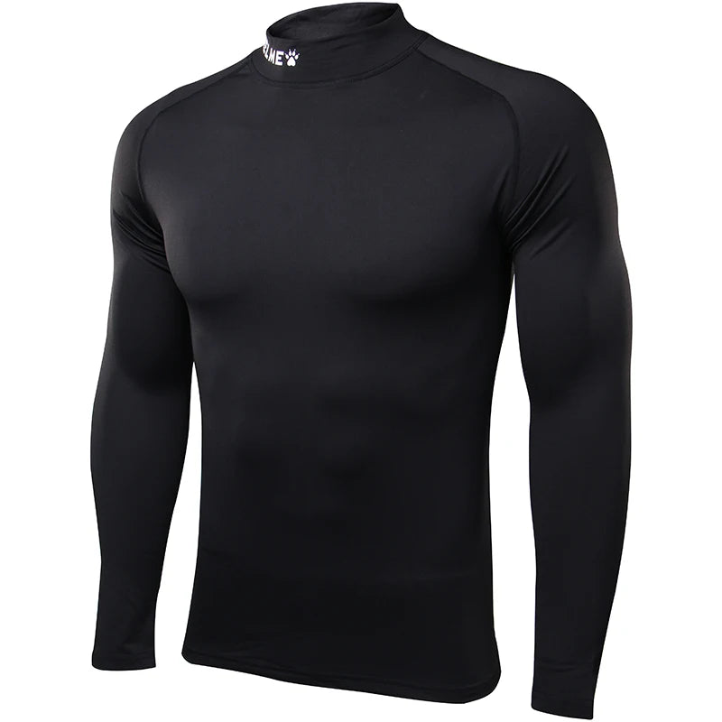 Kelme Plush Tight Fitting Men's High Neck Fitness Football Training Suit Children's High Elastic Bottom Long Sleeved T-shirt