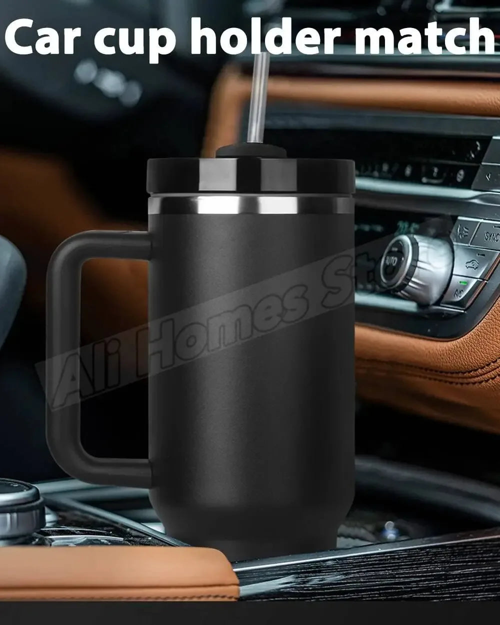 40oz Tumbler Vacuum Insulated Thermos Custom Travel Cup Stainless Steel Water Bottle Coffee Mugs With Handle Outdoor Drinkware