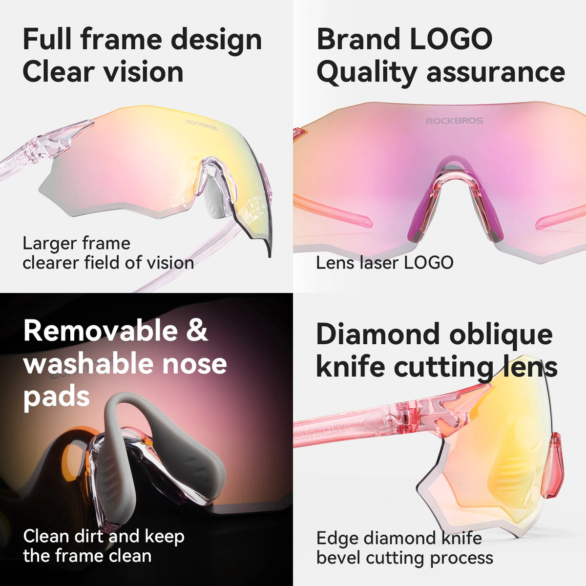 ROCKBROS Cycling Glasses Lightweight Photochromic Polarized Glasses UV400 Sun Protection Women Outdoor Sports Cycling Goggles
