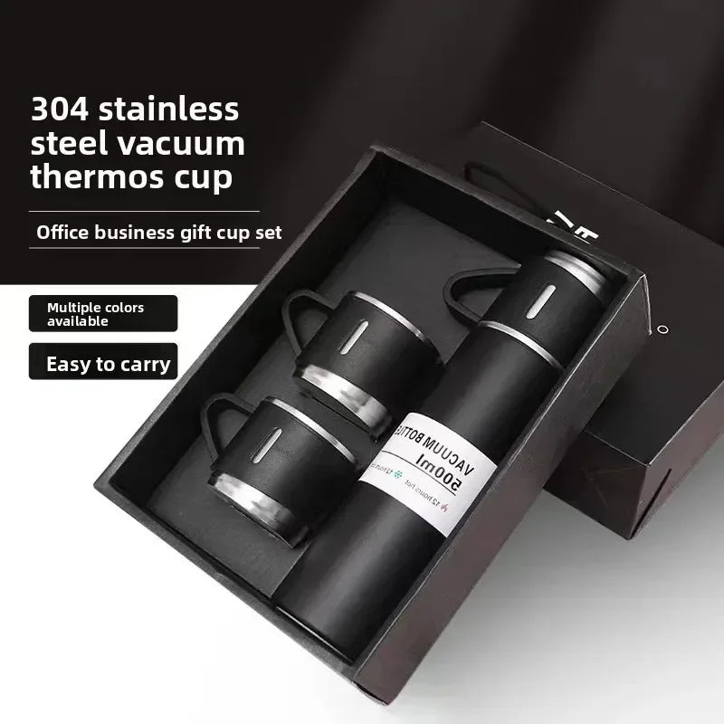 500ML Stainless Steel Vacuum Flask Office Business Style Gift Set Thermos Bottle Outdoor Hot Water Thermal Insulation Couple Cup