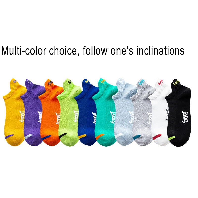 5/10Pairs Summer Socks Bright Color Mesh Ankle Socks Men Women Breathable Street Fashion Sports Mesh Thin Short Running Socks