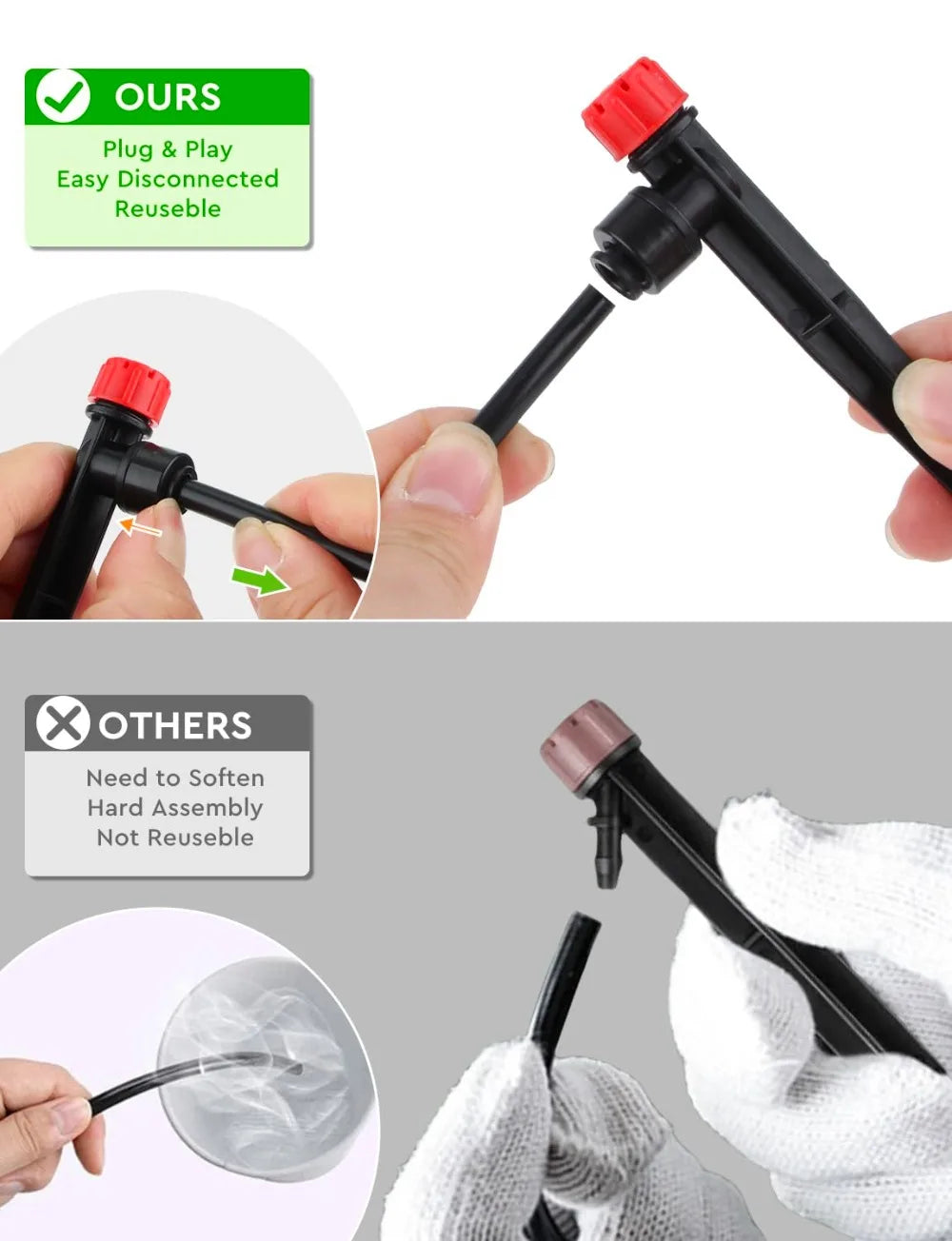 Drip Irrigation System Kit: 40FT 1/2" Mainline & 100FT 1/4" Tubing, Adjustable Emitters & Misting Sprinkler for Garden