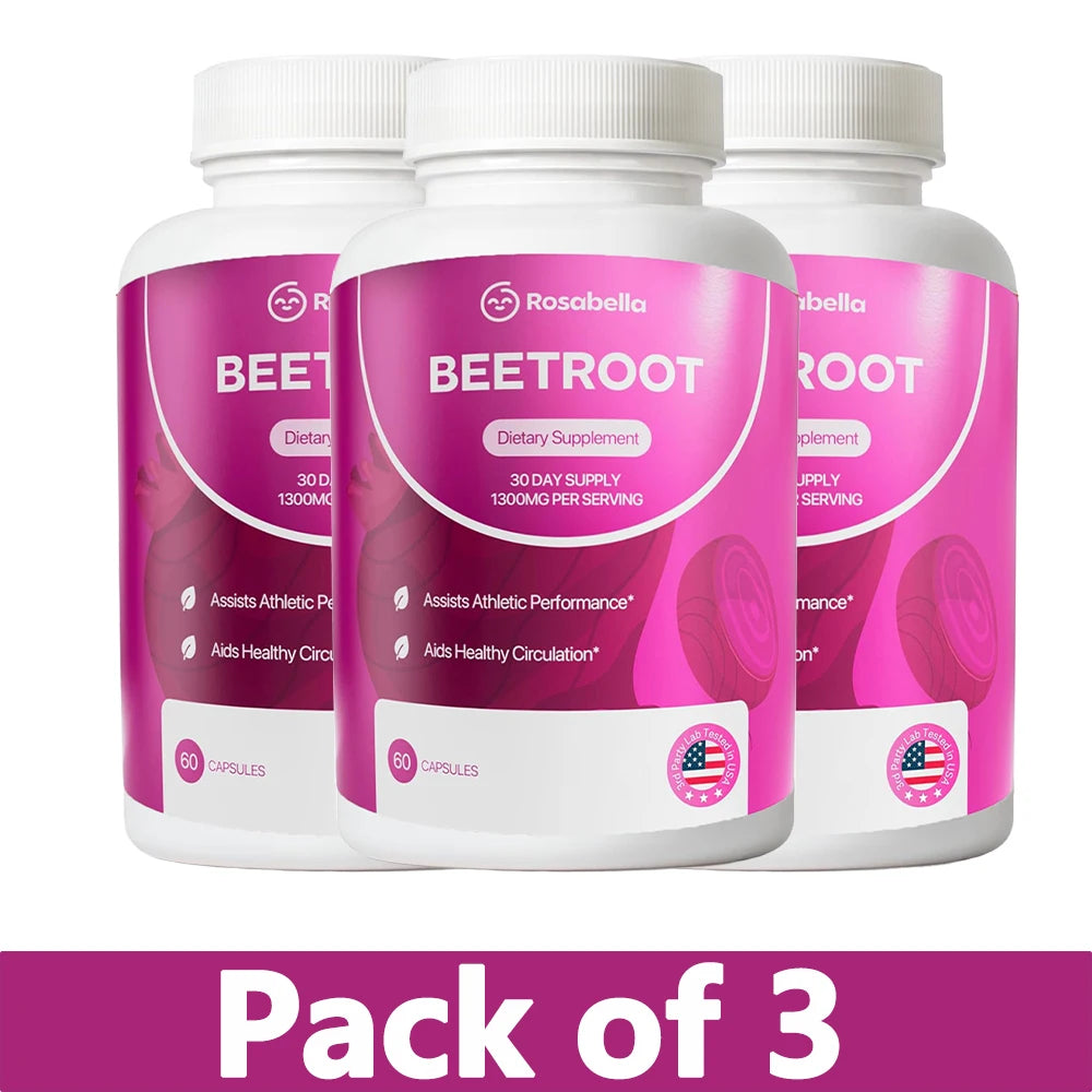 Organic Beet Root Capsules - 1300mg Beet Root Powder Aids Healthy Circulation & Vitality, Non-GMO, Beet Root Supplement - 60 CAP