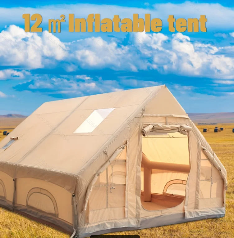 Large Inflatable Camping Tent with Skylight, Quick Air-Flow & Breathable Mesh Design, Summer Glamping Hot Tents for Ca