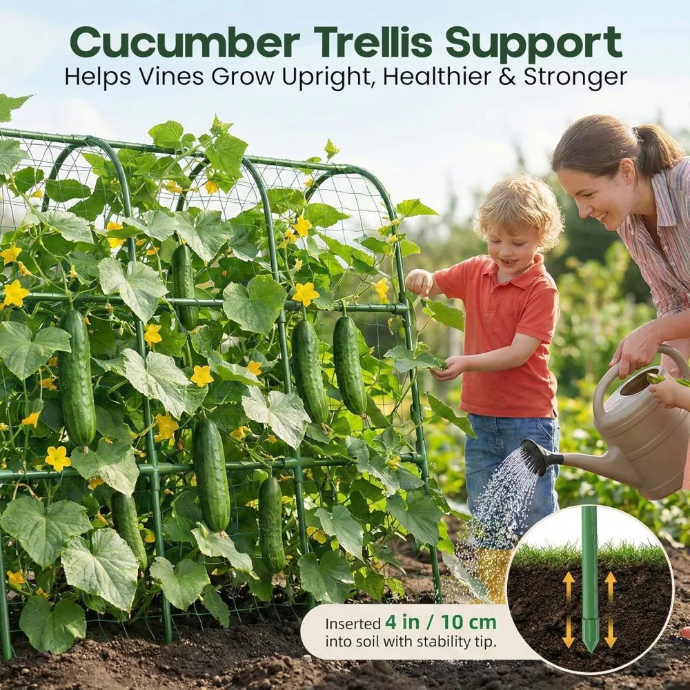 48x48 U Shape Cucumber Trellis for Raised Bed - Vegetable Garden Support for Climbing Plants, Cucumbers, Peas, Zucchini, Squash, Tomatoes, Green Beans, Vines, Watermelon, Melon, Pumpkin