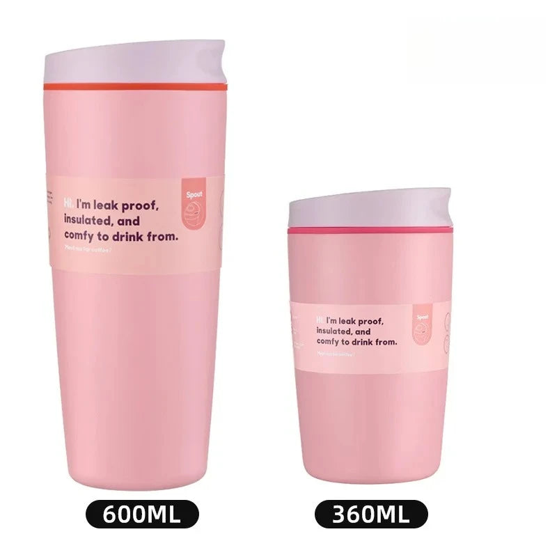 Insulated Coffee Tumbler 360ML 600ML Leakproof Travel Mug with Lid Stainless Steel Cup for Car Office Hot Cold Drinks Women Gift