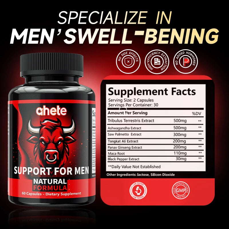Men's Energy Supplement - Innovative Natural Formula With Maca Root, Ashwagandha, Indian Pepper & Ginseng Concentration Capsules