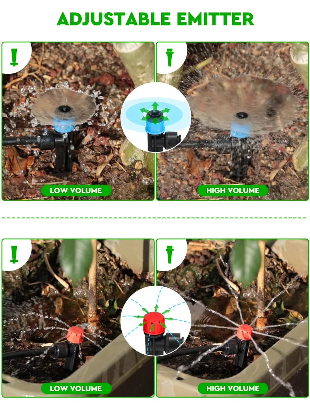 Drip Irrigation System Kit: 40FT 1/2" Mainline & 100FT 1/4" Tubing, Adjustable Emitters & Misting Sprinkler for Garden
