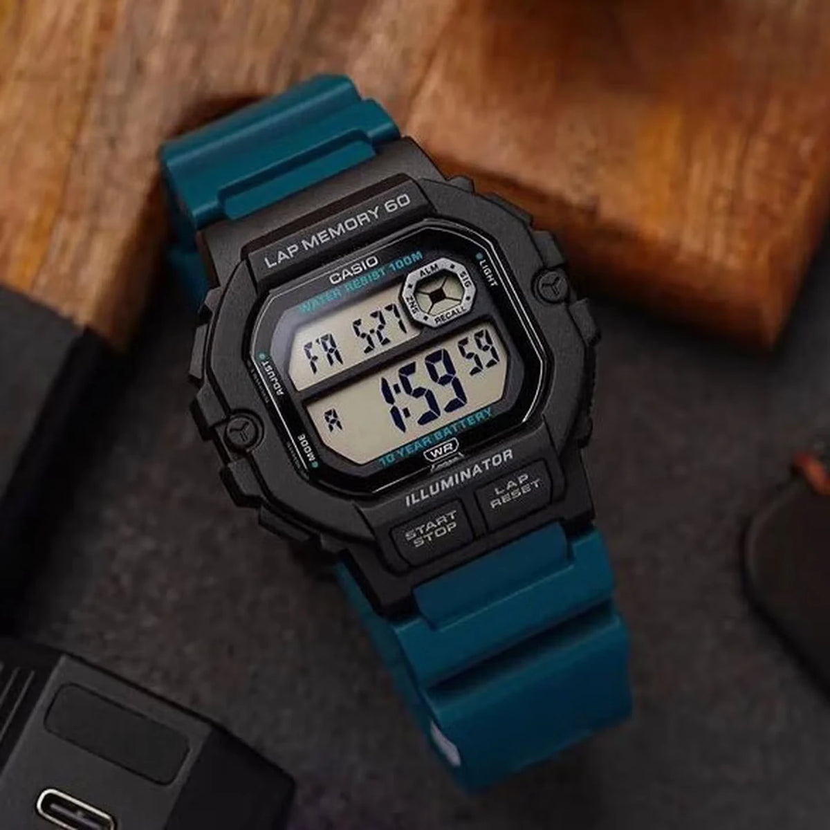 Casio WS‑1400H | Digital Sports Watch | Resin Band | 100M Water Resistant | Lap Memory Stopwatch | LED Light