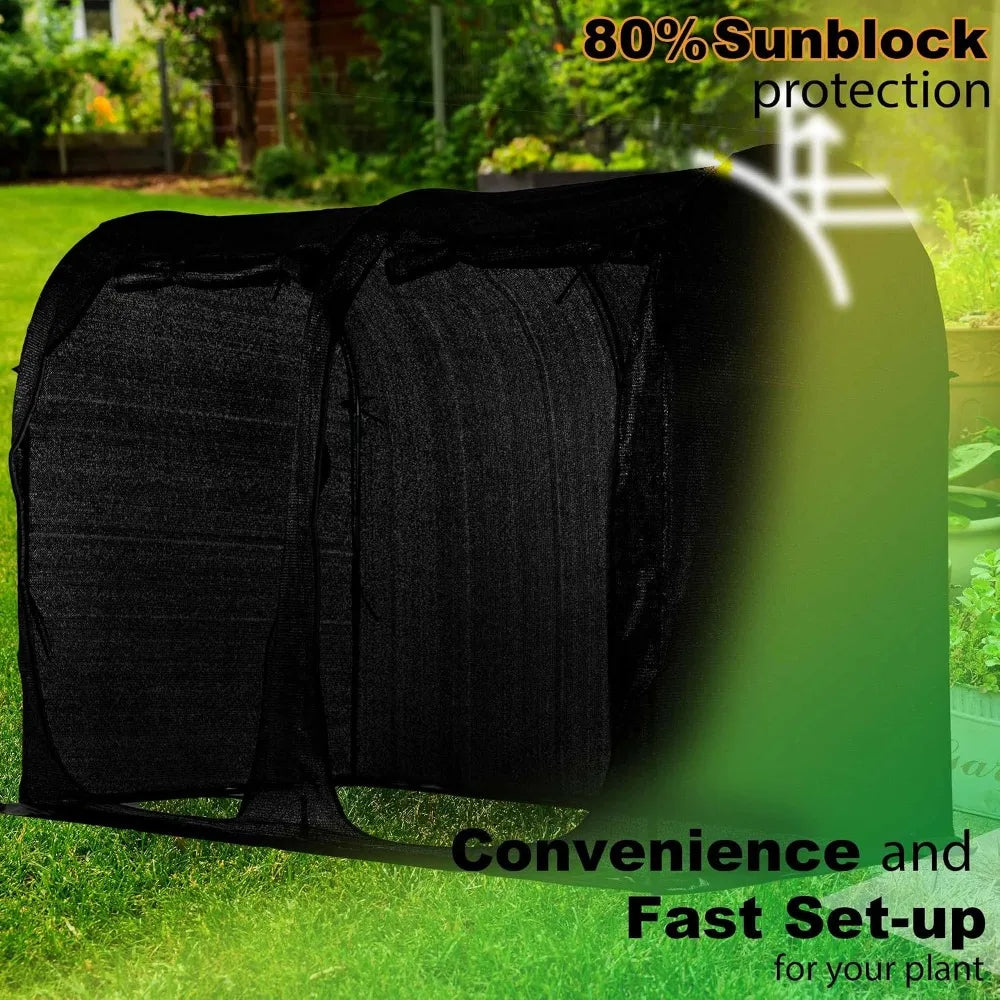 Large Tunnel 8.2'x4' Sunshade Cloth, Easy Set Up 6FT Tall Crops Shade Net, UV Resistant 80% Sunblock for Vegetables & Fruits with Stakes