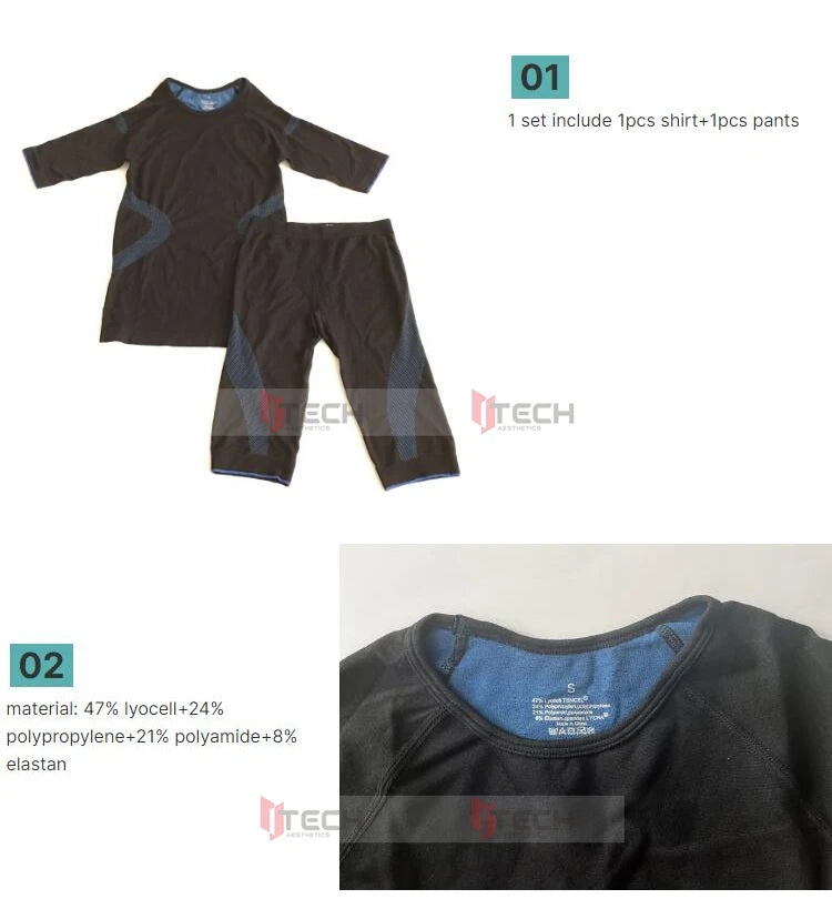blue ems training suit lyocell polypropylene polyamide elastan ems underwear ems vest training suit ems undergarment base layer