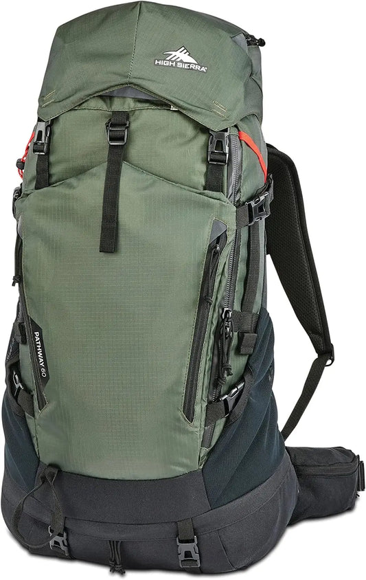 60L Hiking Backpack with Hydration Sleeve, Water Repellent, for Camping & Traveling