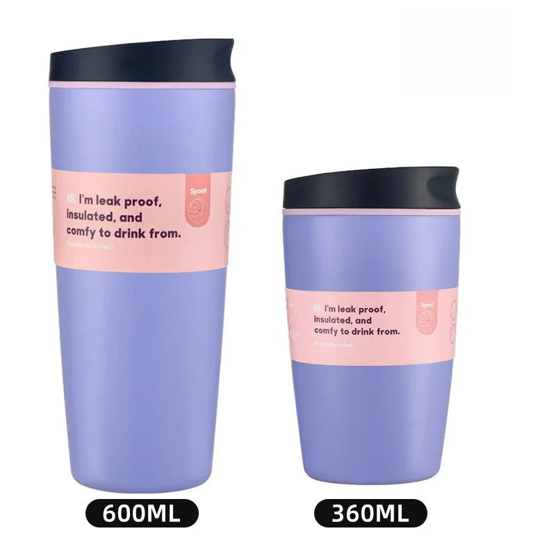 Insulated Coffee Tumbler 360ML 600ML Leakproof Travel Mug with Lid Stainless Steel Cup for Car Office Hot Cold Drinks Women Gift