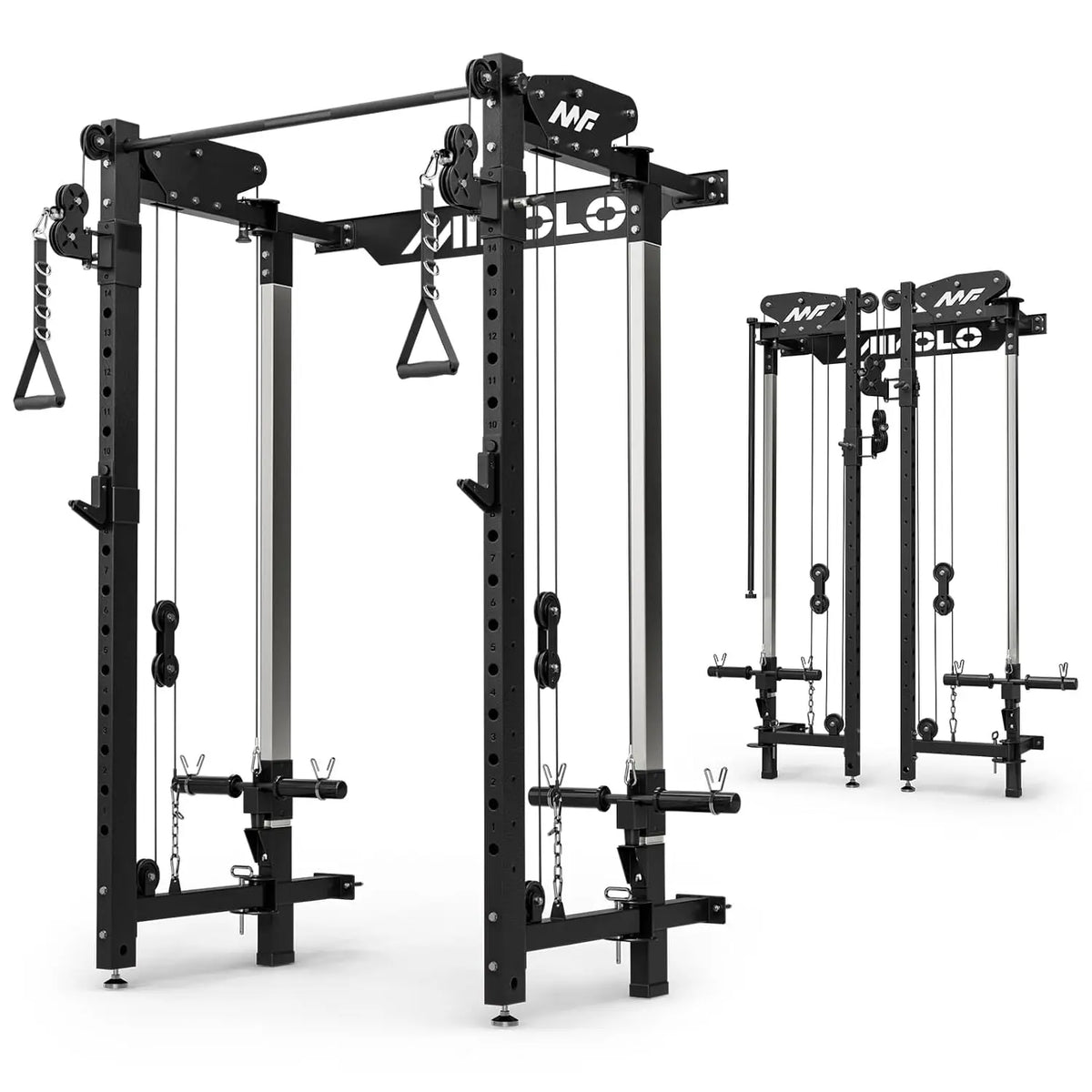Folding Squat Rack, Wall Mounted Power Rack with Cable Crossover Machine & LAT Pull Down, Functional Trainer with 5, Customized