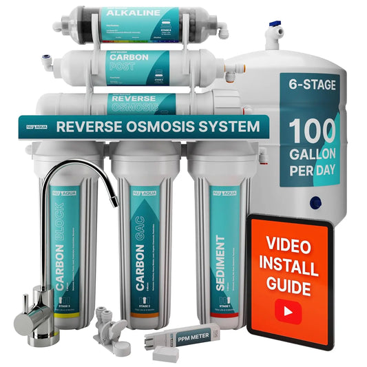 6-Stage Alkaline Under Sink Reverse Osmosis Water Filter System - 100 GPD RO Filtration & Remineralization - Faucet & Tank - PPM