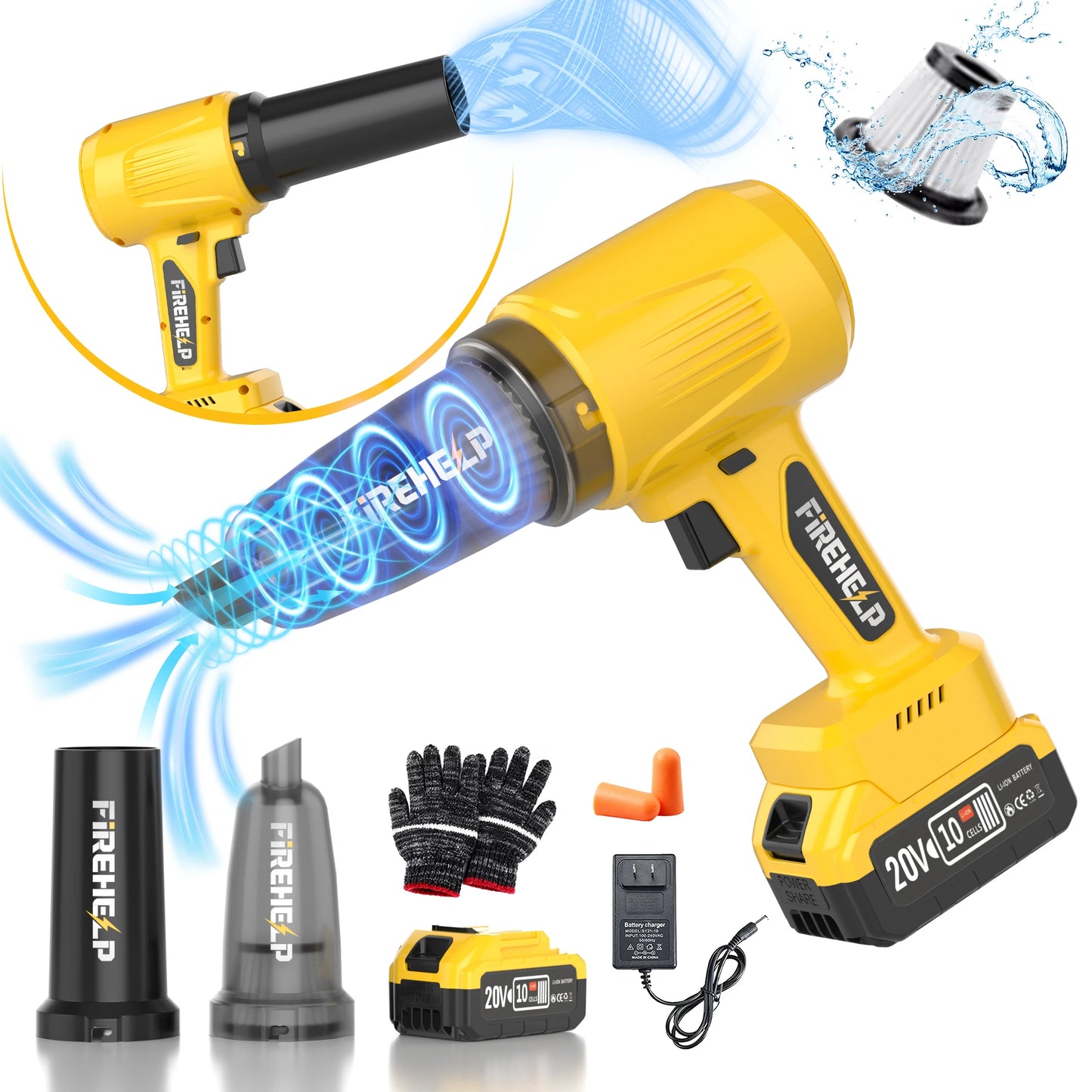 2-in-1 Turbo Jet Cordless Leaf Blower & Vacuum Cleaner, Upgraded Portable Handheld Vacuum