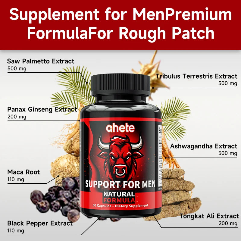 Men's Energy Supplement - Innovative Natural Formula With Maca Root, Ashwagandha, Indian Pepper & Ginseng Concentration Capsules