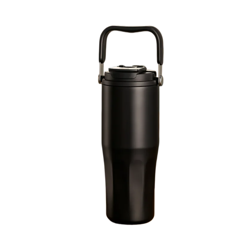 800ML Ceramic Coated Insulated Tumbler with Straw Leakproof Travel Water Bottle Detachable Handle Tea Infuser Cup for Office Car