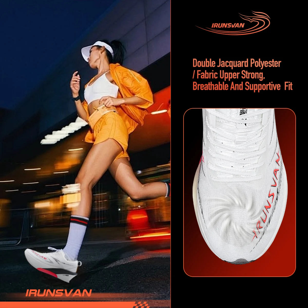 IRUNSVAN Carbon Plate Running Shoes Marathon Sports Test Shock Absorbent Breathable Sports Shoes for Men and Women 125