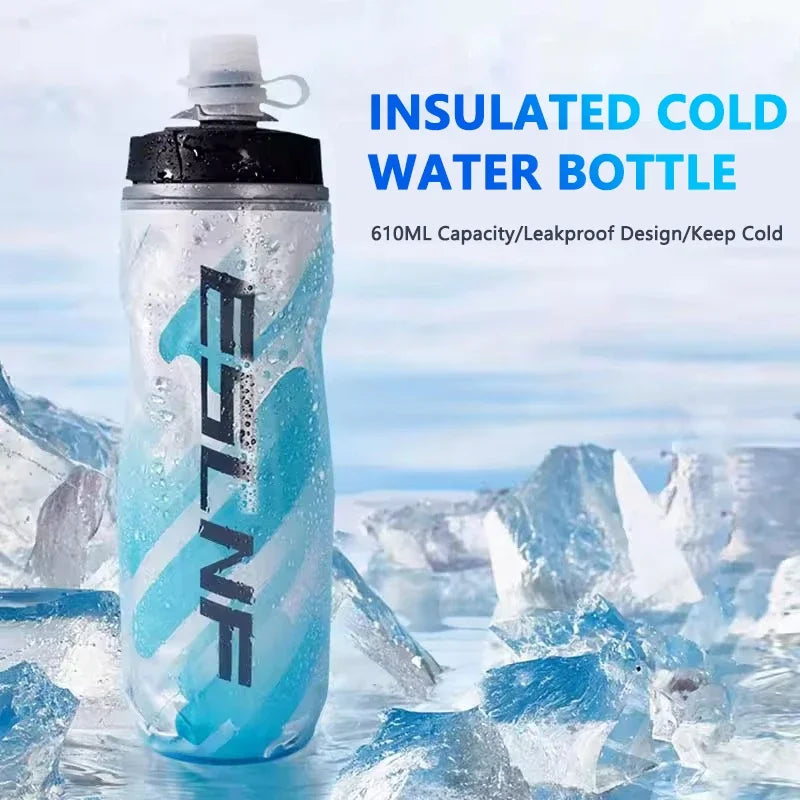 Insulated Cold Cycling Water Bottle Portable MTB Bottle Ultralight Dustproof Sports Bottle 610ML Big Capacity Drinking Bottle