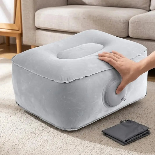 Portable Inflatable Foot Rest Press Type Inflating Footstool Travel Airplane Car Leg Support Cushion Outdoor Inflatable Seat