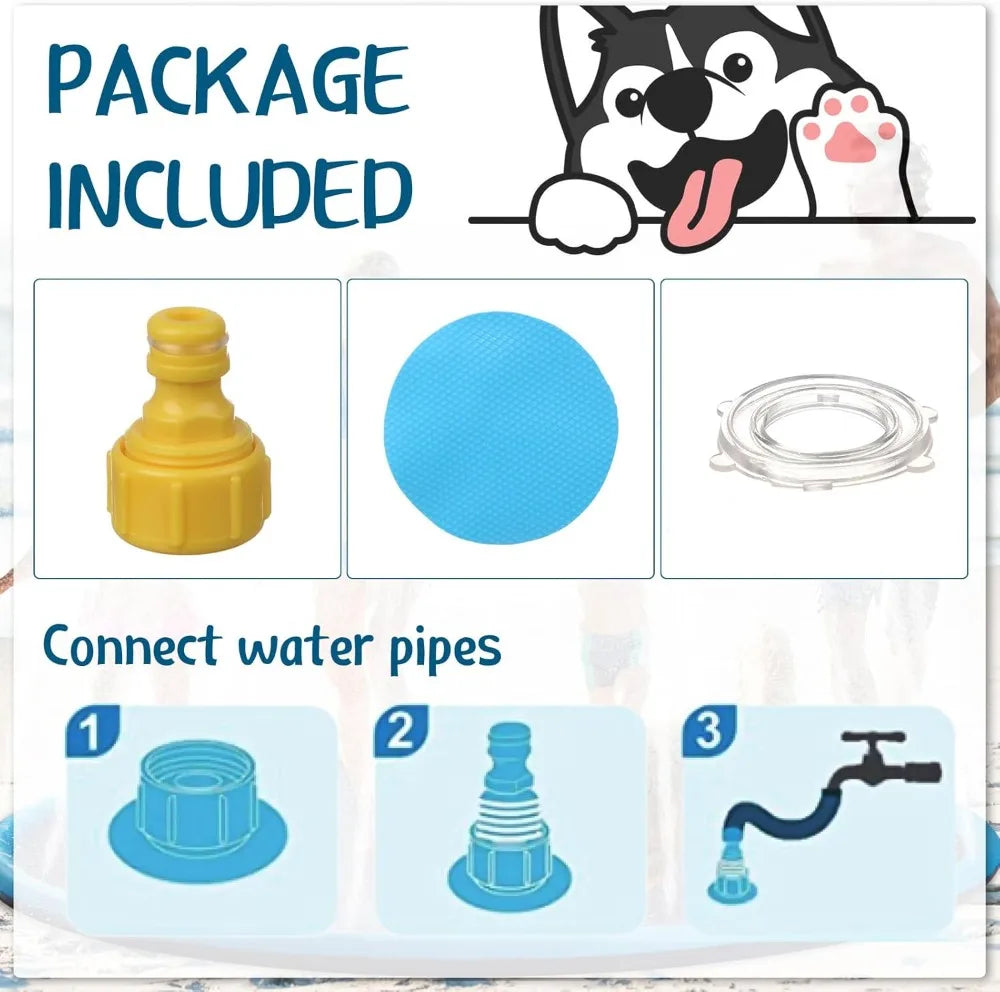 Extra Large 144" Non-Slip Splash Pad for Adults & Dogs, Thicken Sprinkler Mat Outdoor Summer Fun