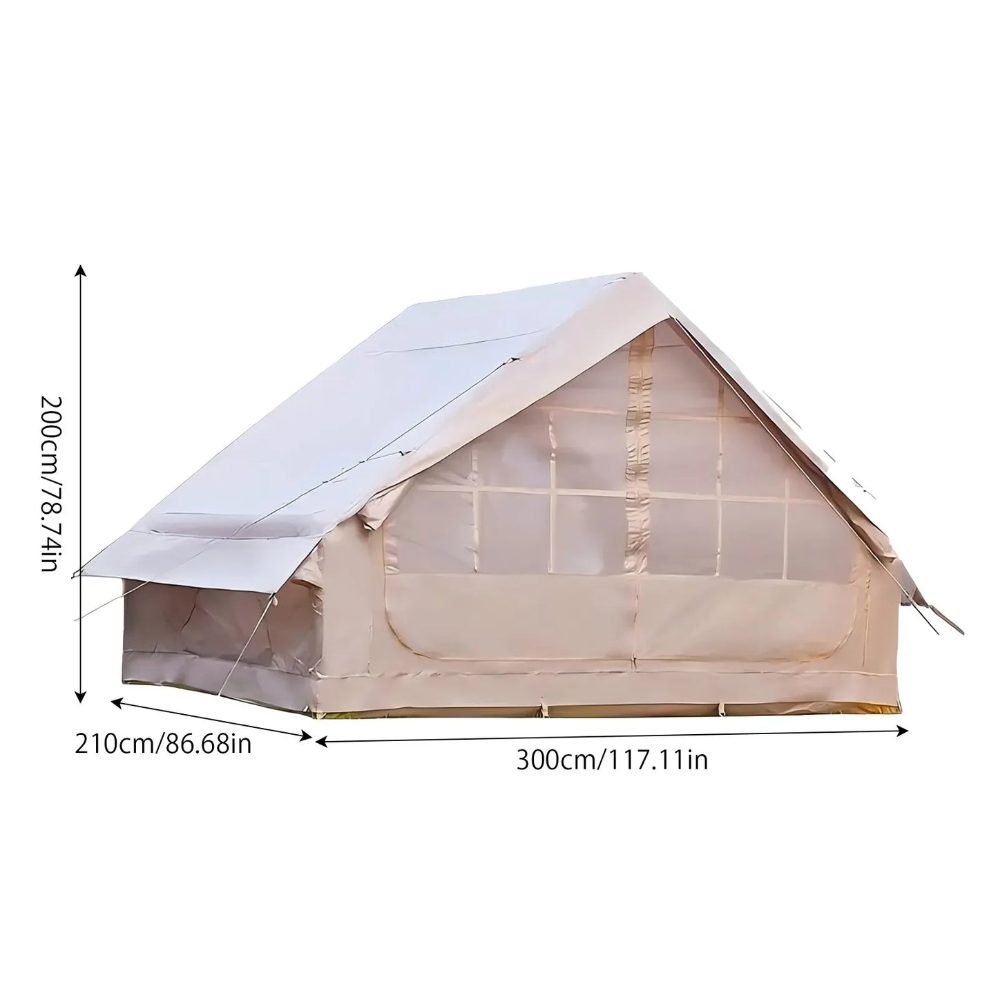 Large Inflatable Camping Tent with Skylight, Quick Air-Flow & Breathable Mesh Design, Summer Glamping Hot Tents for Ca