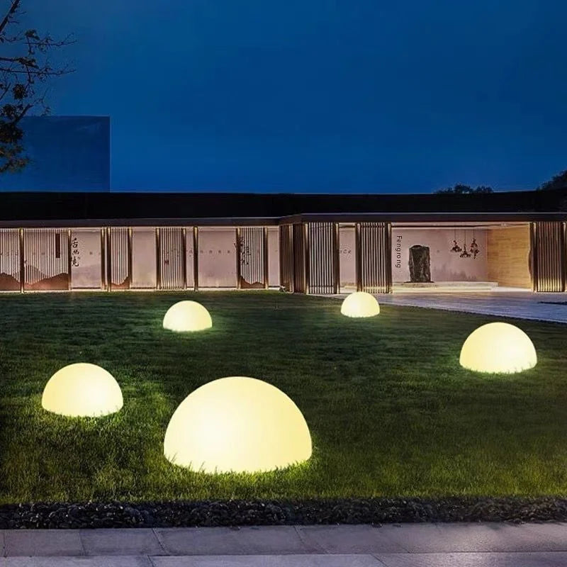 2025 New Model Solar-Powered Luminous Stone Outdoor Waterproof Decorative Garden Lamp Semi-Circular Stone Floor Lamp Lawn Lamp