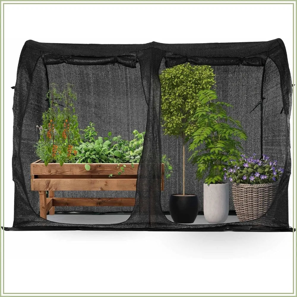 Large Tunnel 8.2'x4' Sunshade Cloth, Easy Set Up 6FT Tall Crops Shade Net, UV Resistant 80% Sunblock for Vegetables & Fruits with Stakes