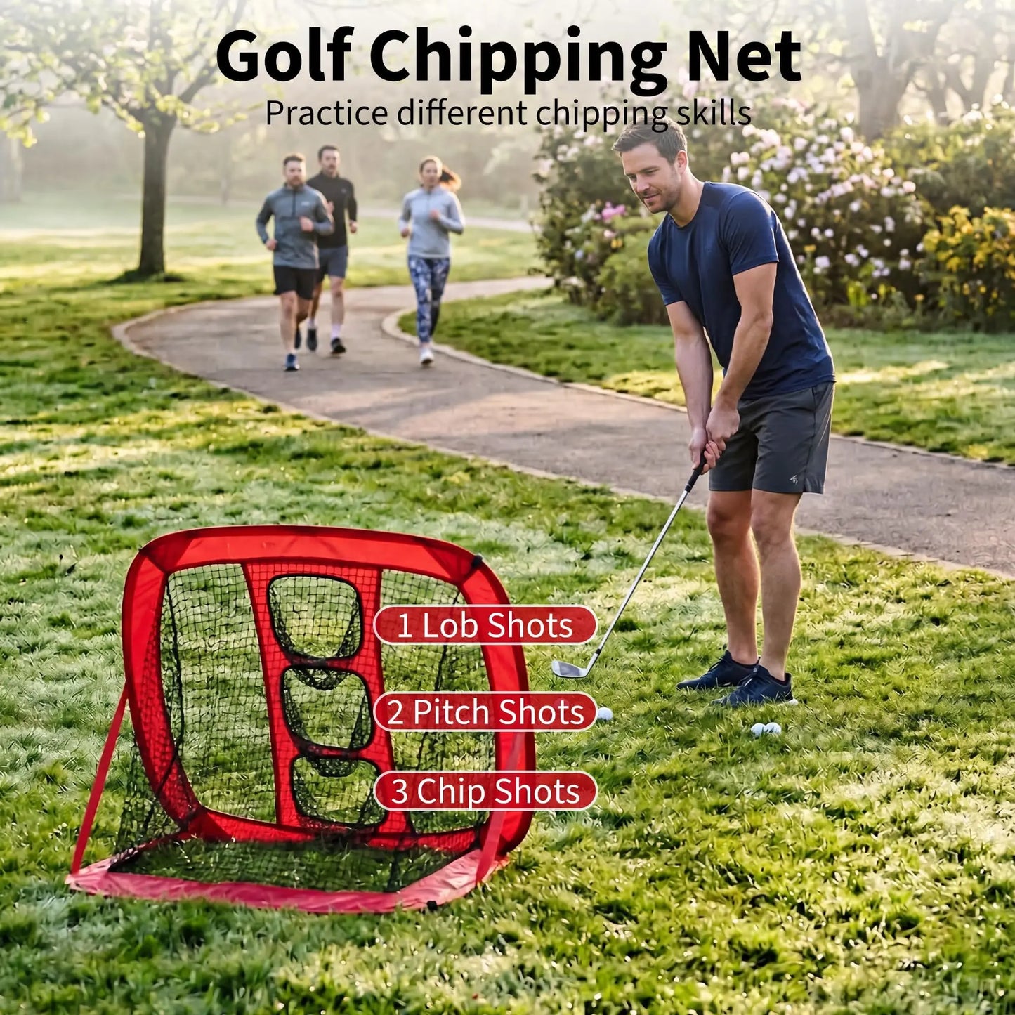 Backyard Golf Practice Net 10x7FT, Hitting Net Set With Chipping Target, Turf Mat, Balls, Tees And Carry Bag Indoor Outdoor