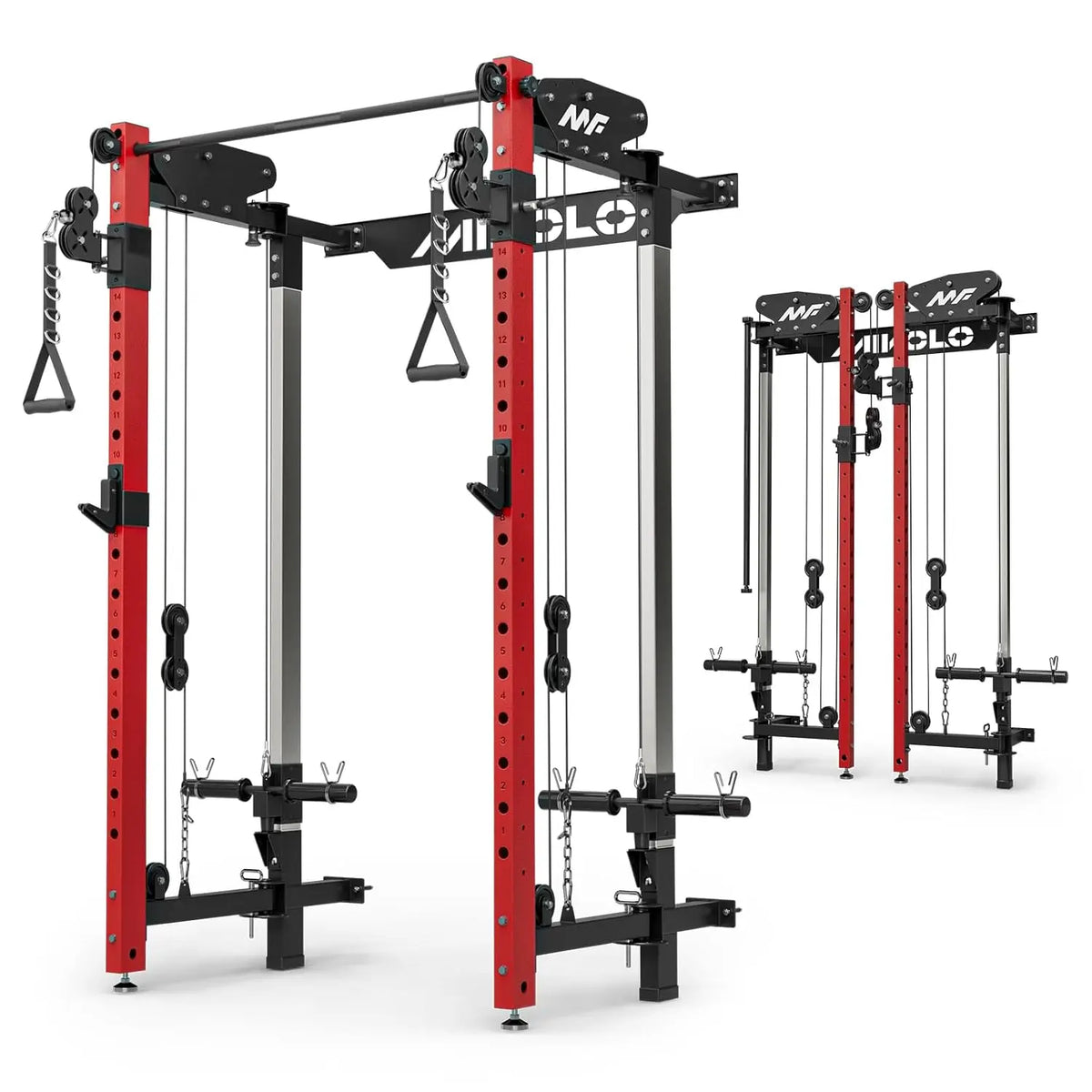 Folding Squat Rack, Wall Mounted Power Rack with Cable Crossover Machine & LAT Pull Down, Functional Trainer with 5, Customized