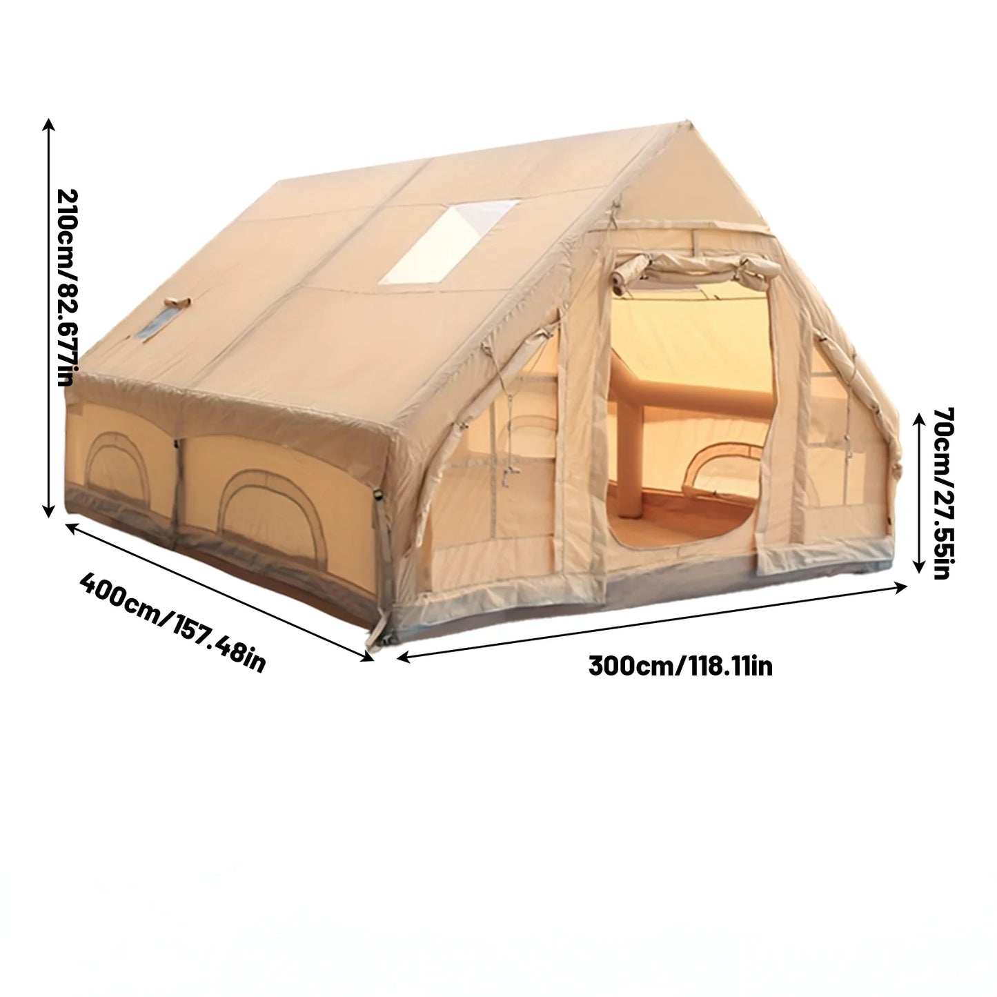 Large Inflatable Camping Tent with Skylight, Quick Air-Flow & Breathable Mesh Design, Summer Glamping Hot Tents for Ca