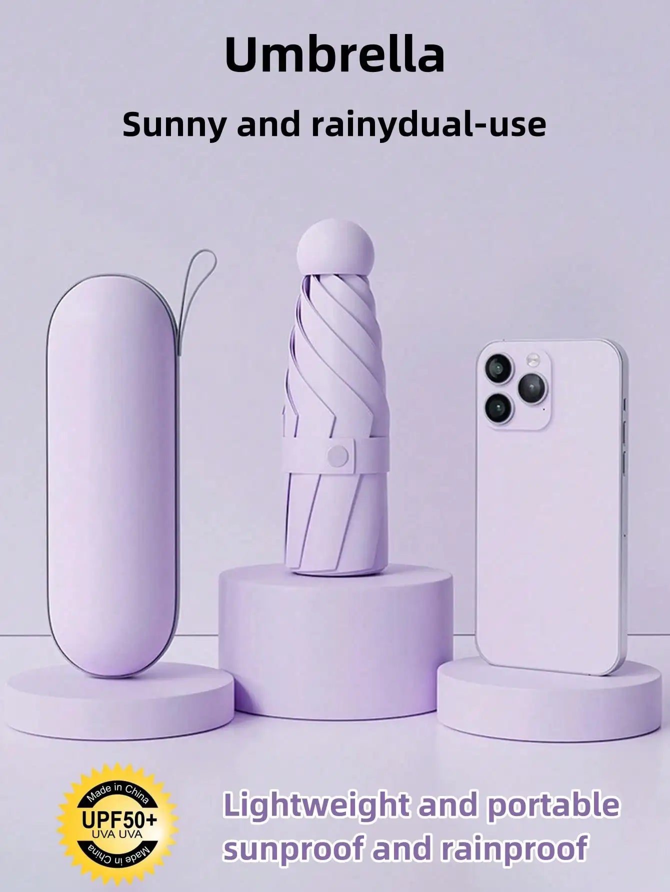 1pc UV Protection Mini Umbrella, Portable Pocket Umbrella With UV Coating, 6-Rib Reinforced And Pocket Sized Sun Umbrella, Yellow For School, Office, Household, Travel, Back To School Supplies, Spring Summer Picks, Brides Mai