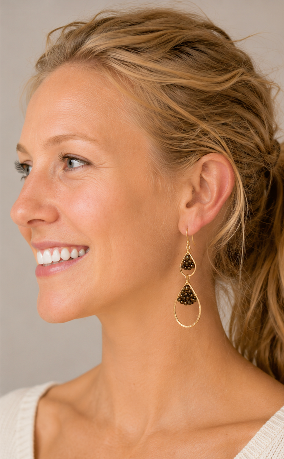 Double Teardrop Caviar Earrings
