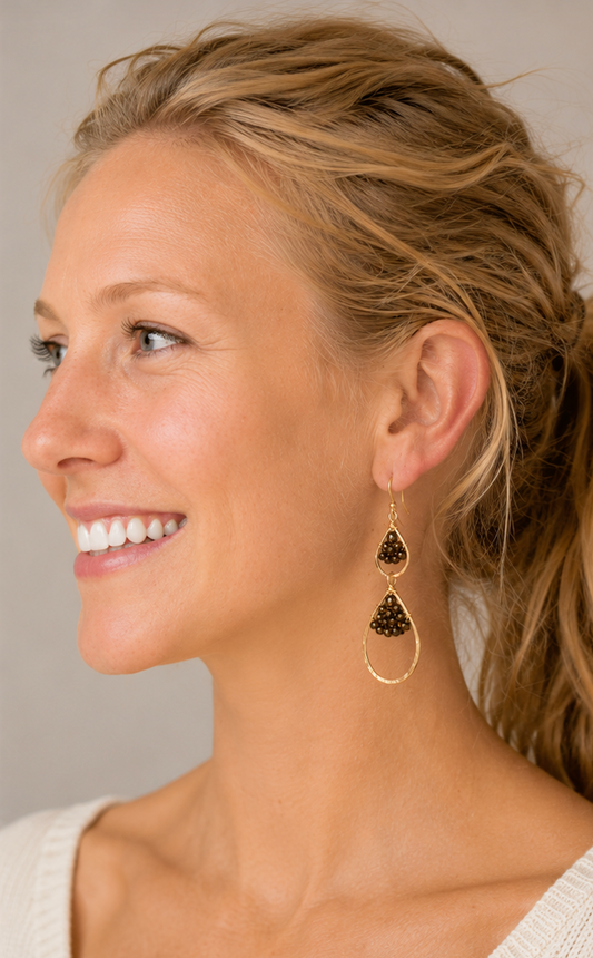 Double Teardrop Caviar Earrings