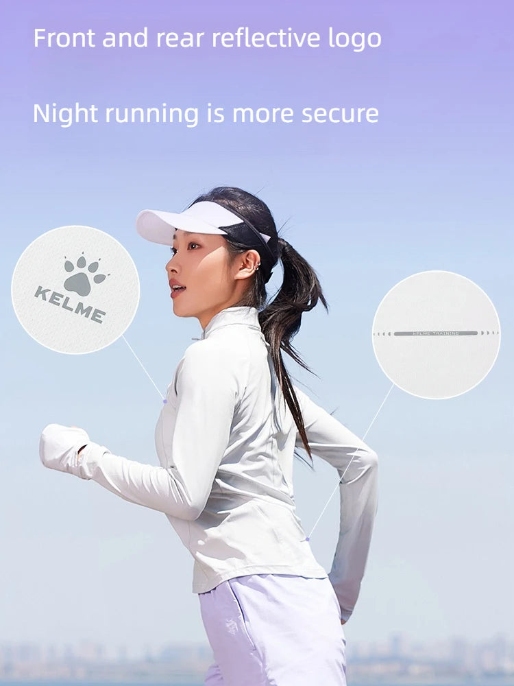 KELME Running Sun Protection T-Shirt Women's Summer Half Zipper Sports Quick Dry Long Sleeve Training Top