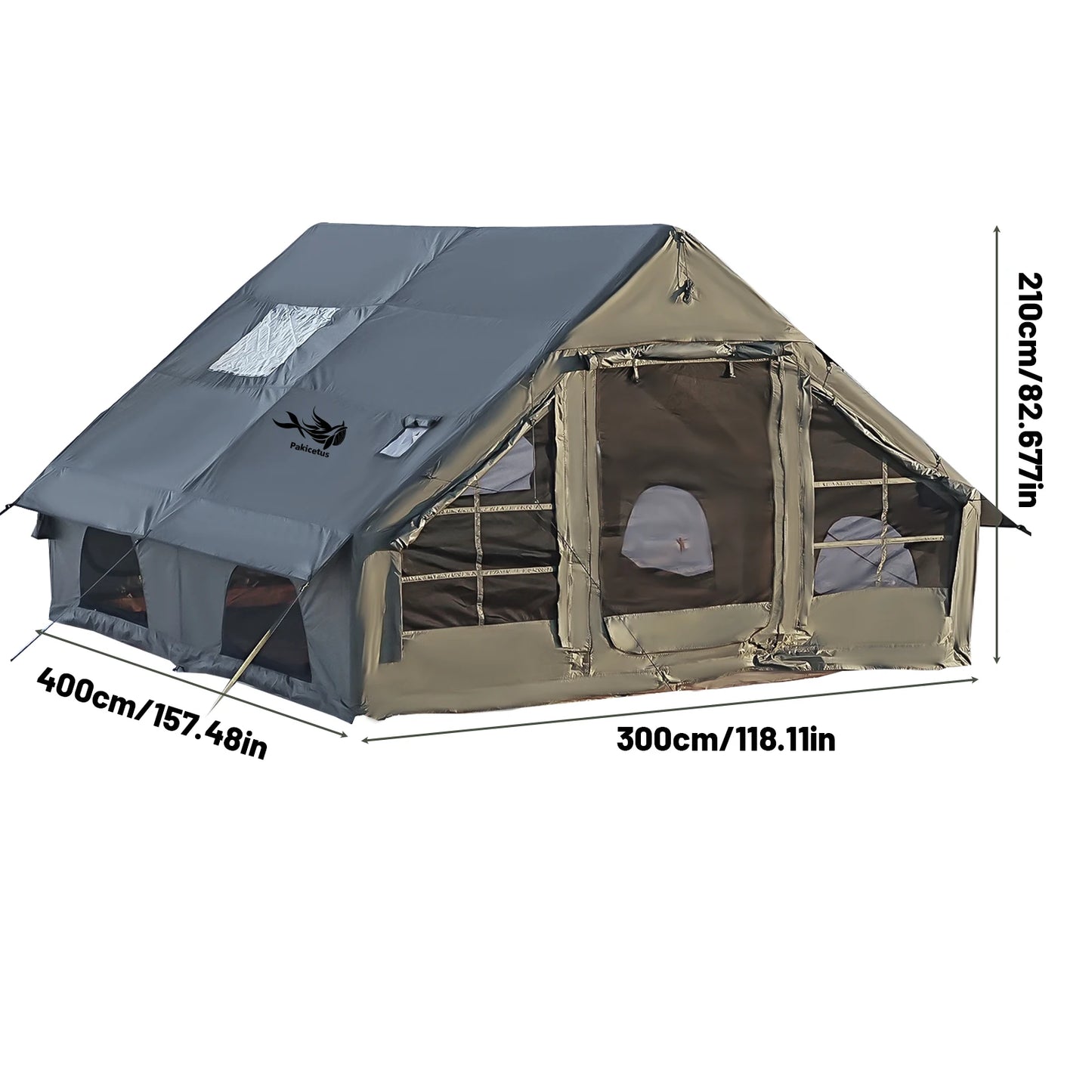 Large Inflatable Camping Tent with Skylight, Quick Air-Flow & Breathable Mesh Design, Summer Glamping Hot Tents for Ca