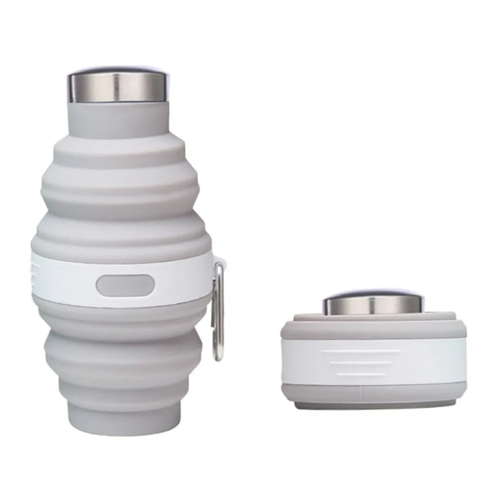 Reusable 475ml Collapsible Water Bottles Retractable Silicone Hiking Cups Portable with Carabiner Folding Drink Cups Coffee