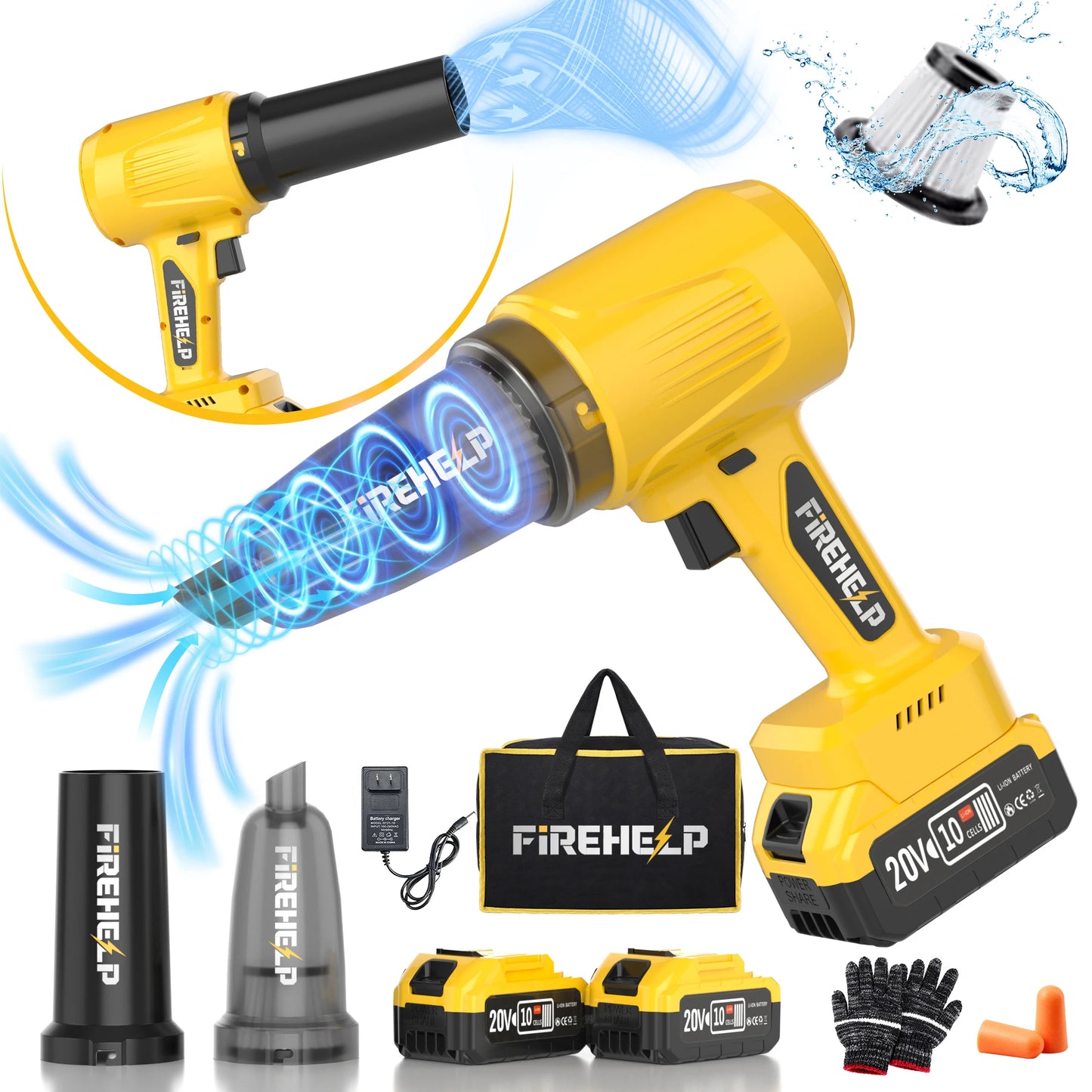 2-in-1 Turbo Jet Cordless Leaf Blower & Vacuum Cleaner, Upgraded Portable Handheld Vacuum