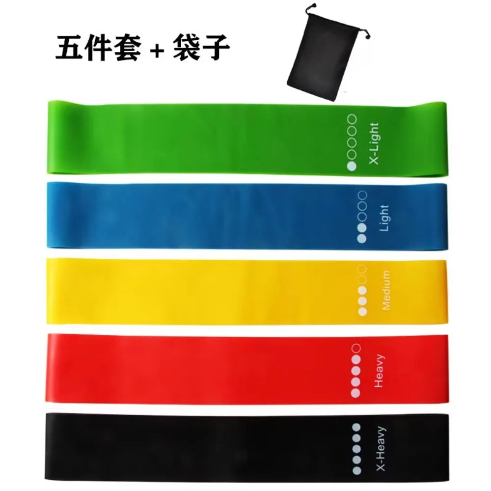 TPE Resistance Bands Set 5 Levels, Elastic Exercise Loops for Yoga Squat Arm Leg Glute Shaping, Home Gym Workout