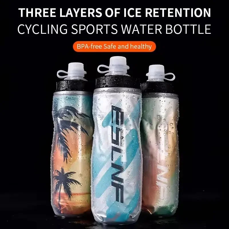 Insulated Cold Cycling Water Bottle Portable MTB Bottle Ultralight Dustproof Sports Bottle 610ML Big Capacity Drinking Bottle