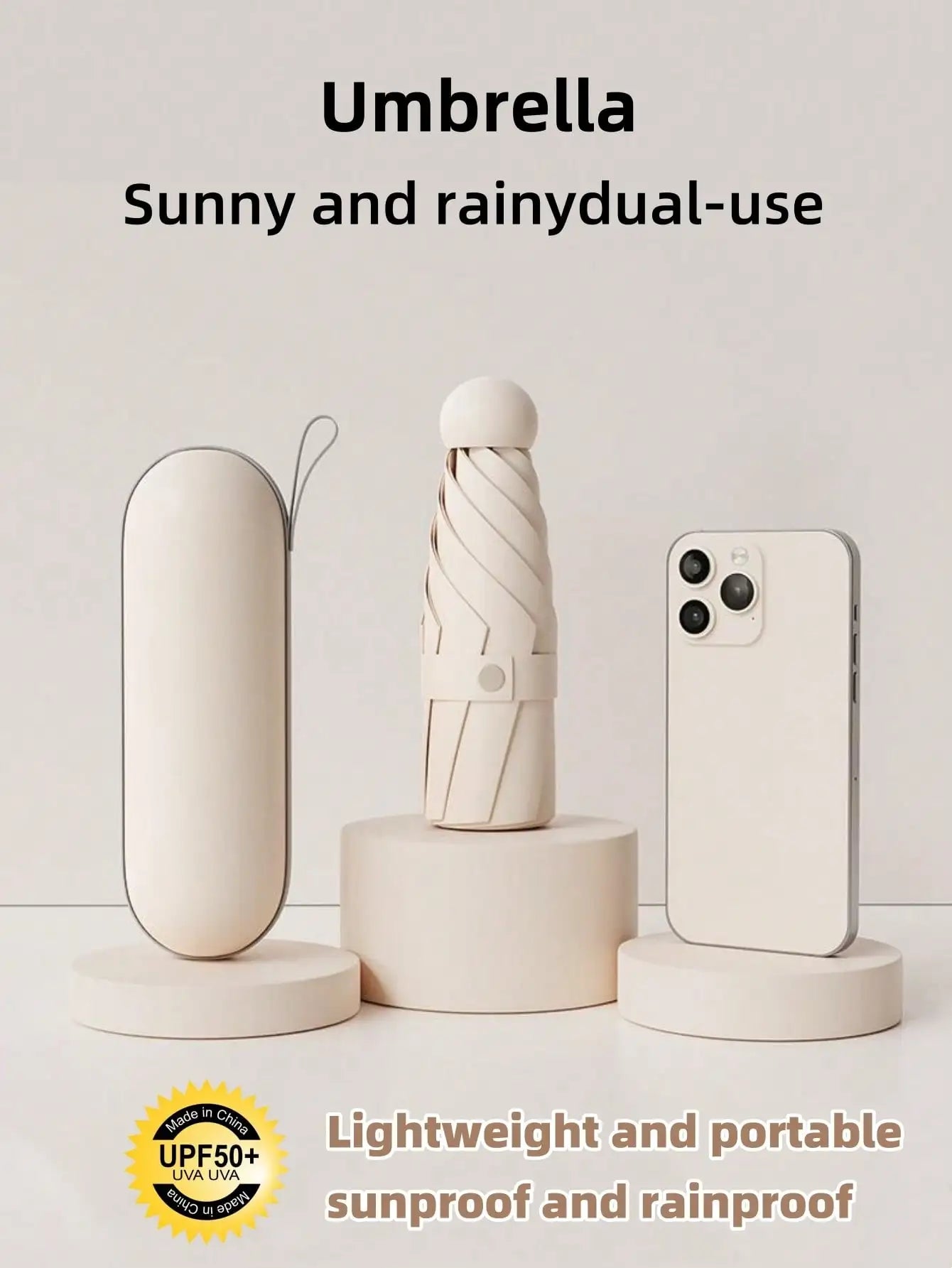 1pc UV Protection Mini Umbrella, Portable Pocket Umbrella With UV Coating, 6-Rib Reinforced And Pocket Sized Sun Umbrella, Yellow For School, Office, Household, Travel, Back To School Supplies, Spring Summer Picks, Brides Mai