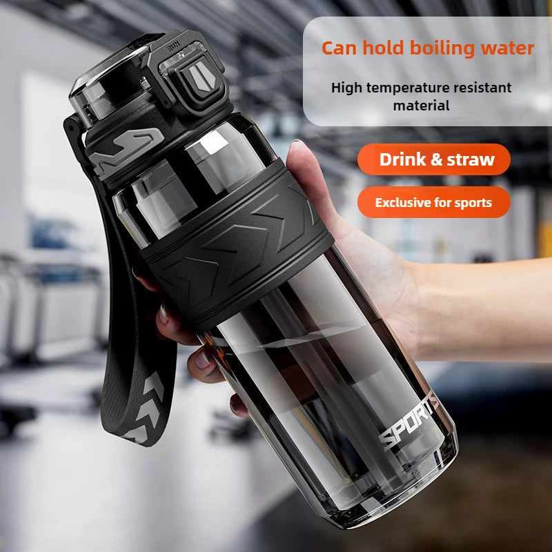 Summer Sports Water Bottle Cup Large Capacity Suitable for Adult High Temperature Resistant Straw Plastic Cup Portable Bottle