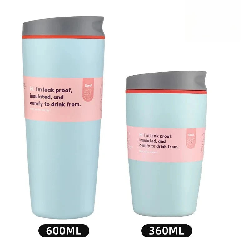 Insulated Coffee Tumbler 360ML 600ML Leakproof Travel Mug with Lid Stainless Steel Cup for Car Office Hot Cold Drinks Women Gift