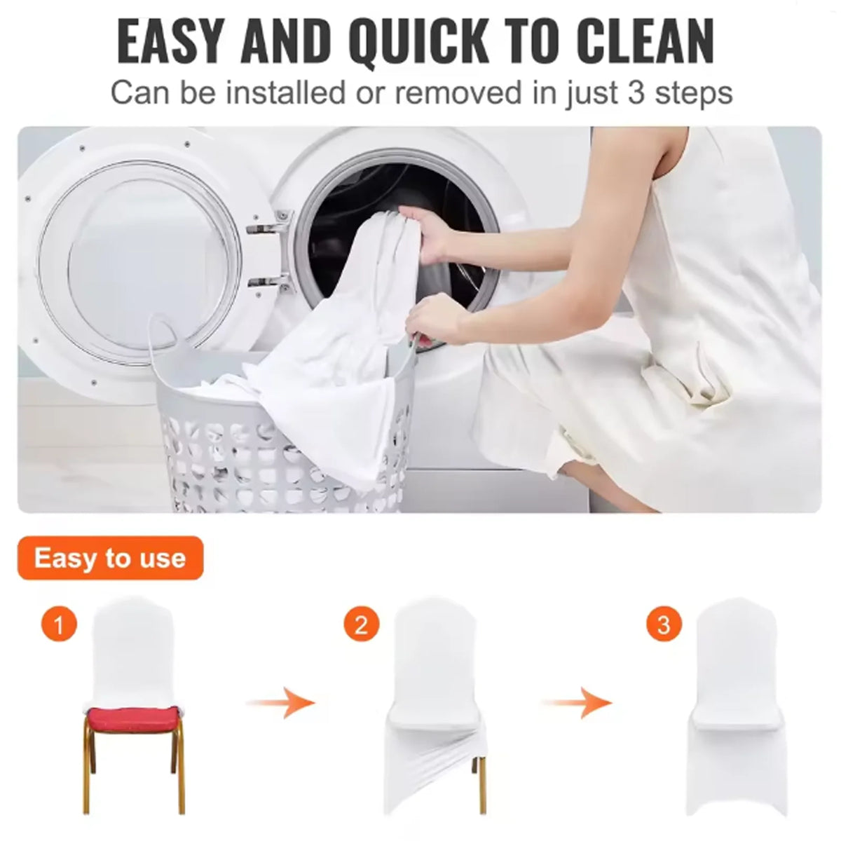 Elastic Spandex Folding Chair Cover Set‑50Pcs | Stretchable Decor Chair Sleeves, Removable Seat Decoration Protectors for Wedding Ceremonies, Banquet Halls, Parties & Large Event Occasions