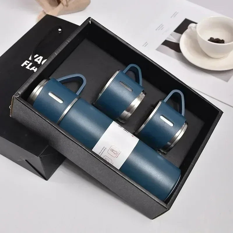 500ML Stainless Steel Vacuum Flask Office Business Style Gift Set Thermos Bottle Outdoor Hot Water Thermal Insulation Couple Cup