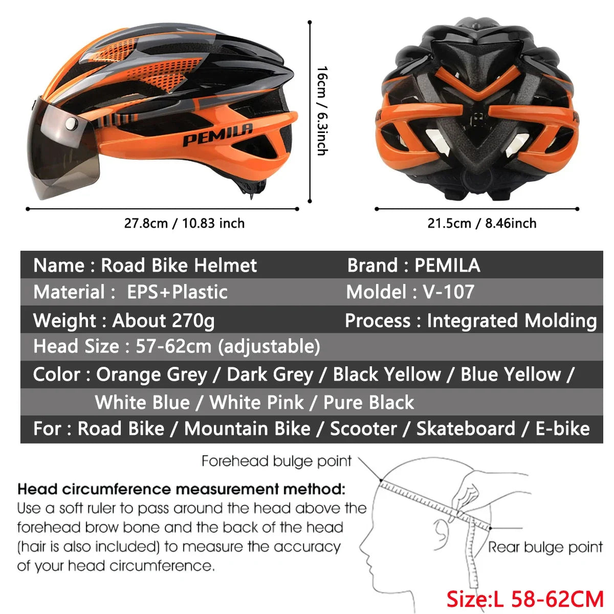 PEMILA Cycling Helmet with Goggle Men and Women MTB Road Mountain Bike Helmet Lens for Riding Sports Bicycle Helmets